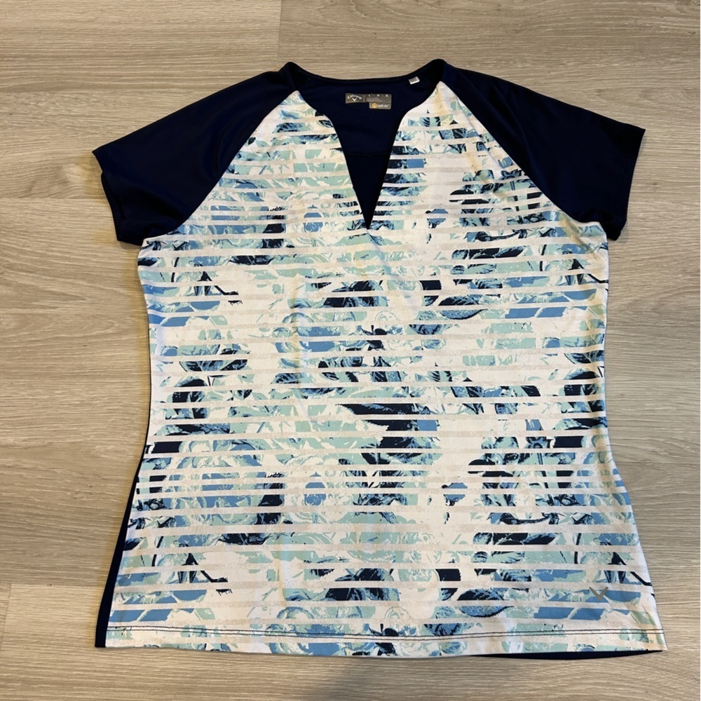 Callaway Women’s Blue Floral Opti-Dri Golf Tee - Large